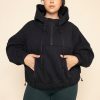 Half Zip Warm Up Hoodie - Black