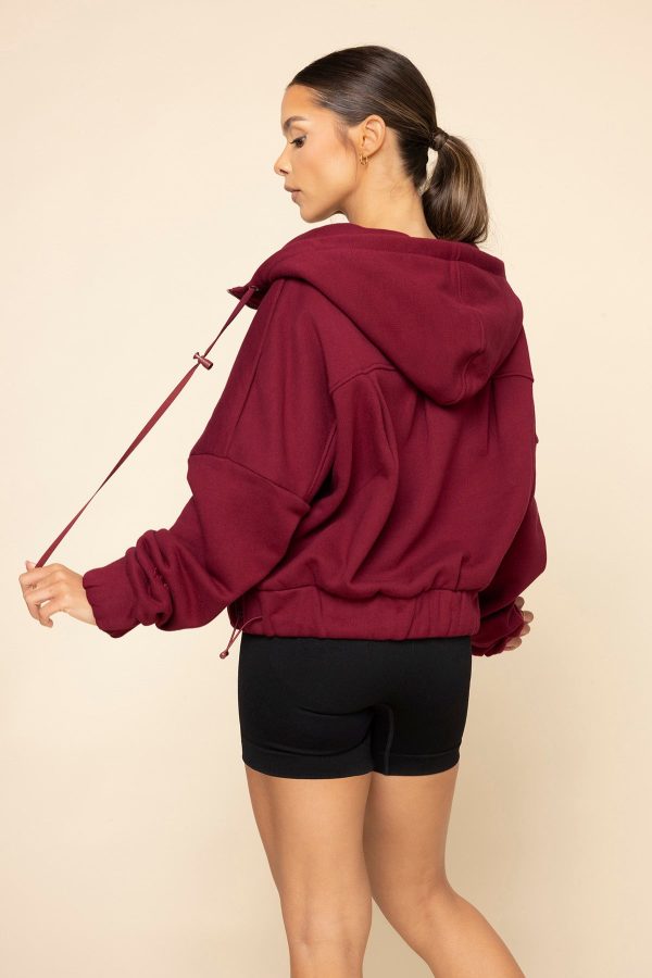 Half Zip Warm Up Hoodie - Crimson