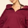 Half Zip Warm Up Hoodie - Crimson