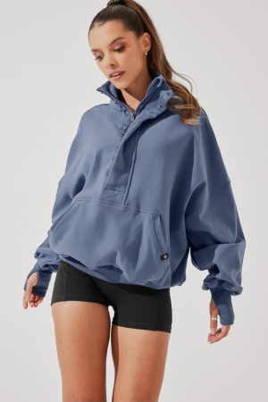 OoeyGooeyHalfZip-NavyDusk-E1016_4619-Edit.jpg Ooey Gooey Half Zip Sweater - Blue Dusk