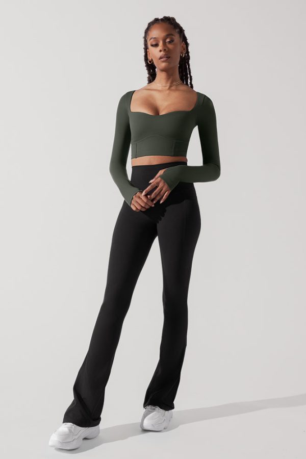 Sweetheart Long Sleeve Crop Top - Forestwood