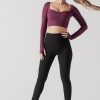 Sweetheart Long Sleeve Crop Top - Plum