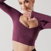Sweetheart Long Sleeve Crop Top - Plum