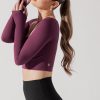 Sweetheart Long Sleeve Crop Top - Plum