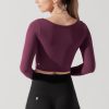 Sweetheart Long Sleeve Crop Top - Plum